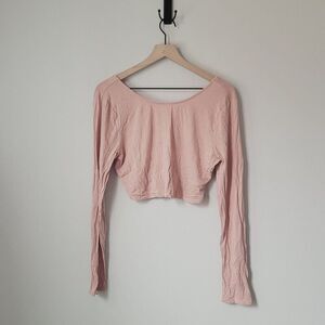 Free People Beach Cropped Light Orange Long Sleeve Size Extra Large